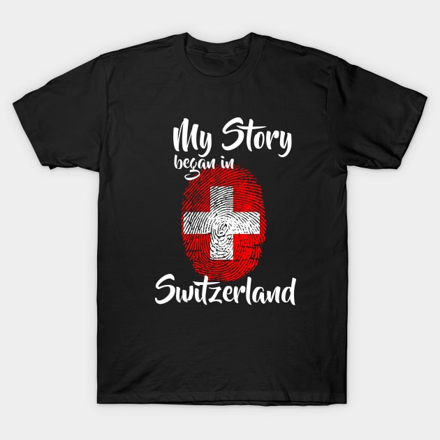 Switzerland Flag Fingerprint My Story DNA Swiss T-Shirt by Your Culture & Merch